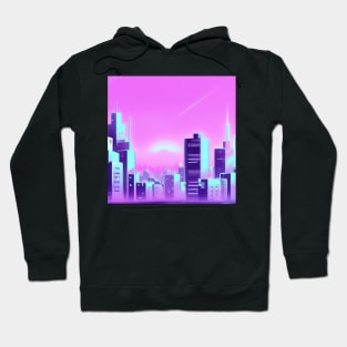 Futuristic Synthwave City Landscape With a Purple Sky Hoodie